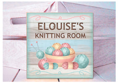 Personalised Custom Made Knitting Sign Handmade at www.honeymellow.com