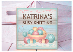 Personalised Custom Made Knitting Sign / Busy Knitting Handmade at www.honeymellow.com