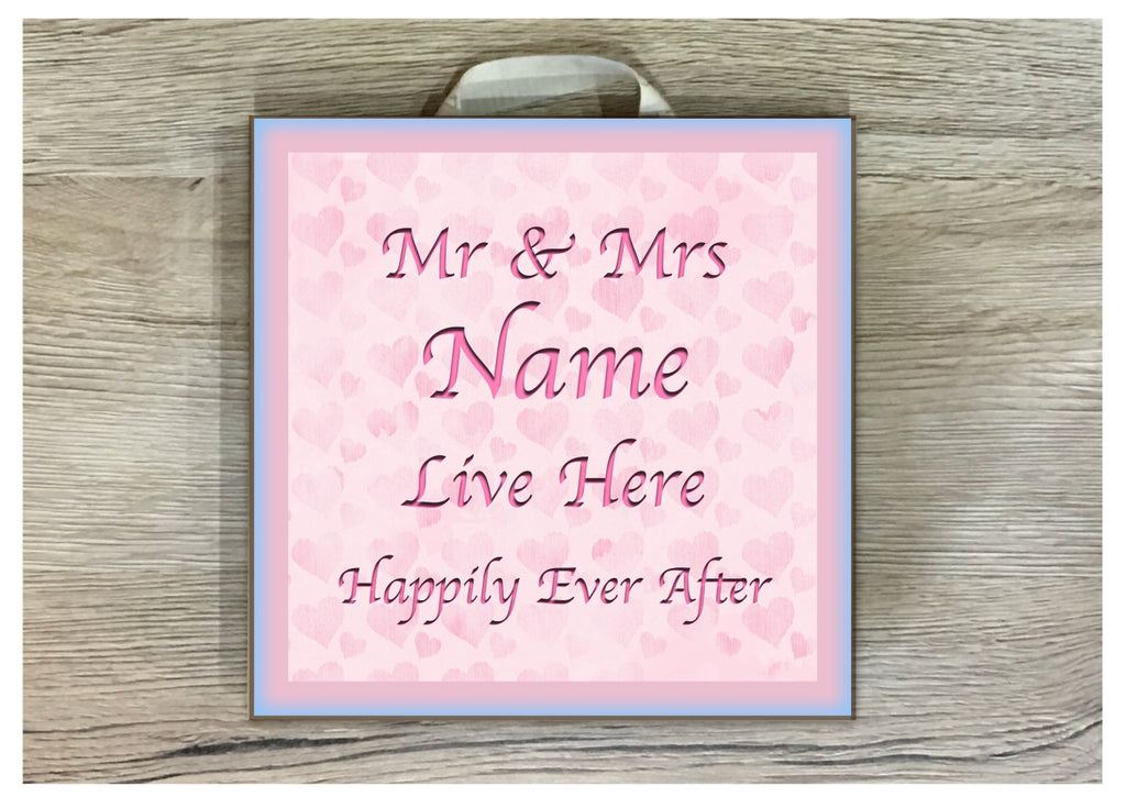 Mr & Mrs Personalised Bespoke Sign at www.honeymellow.com