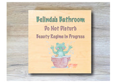 MAPLE WOOD Bathroom Square Sign: Bespoke Personalised Wall Plaque