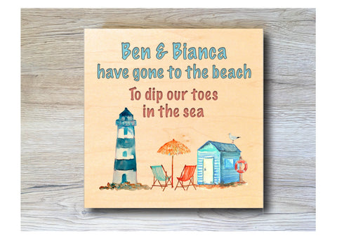 MAPLE WOOD Beach Square Sign: Bespoke Personalised Wall Plaque