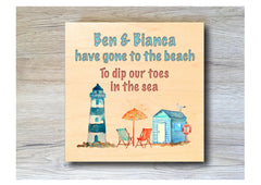 MAPLE WOOD Beach Square Sign: Bespoke Personalised Wall Plaque