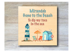 MAPLE WOOD Beach Square Sign: Bespoke Personalised Wall Plaque