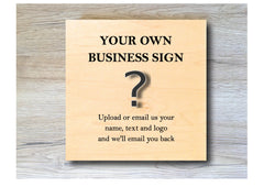 MAPLE WOOD Business Square Sign: Bespoke Personalised Wall Plaque