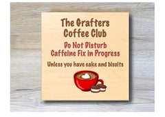 MAPLE WOOD Coffee Club Square Sign: Bespoke Personalised Wall Plaque