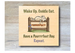 MAPLE WOOD Cat Square Sign: Bespoke Personalised Wall Plaque