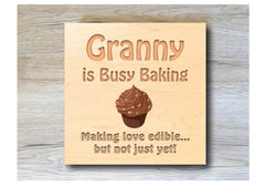 MAPLE WOOD Cupcake Baking Square Sign: Bespoke Personalised Wall Plaque