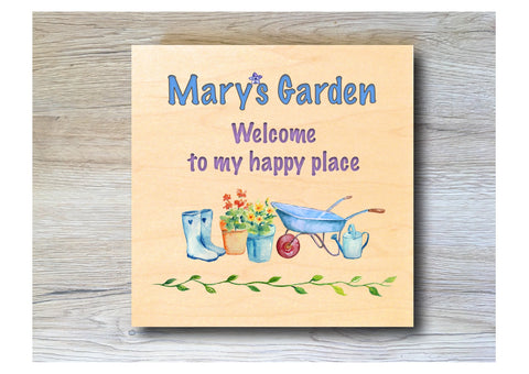 MAPLE WOOD Garden Square Sign: Bespoke Personalised Wall Plaque