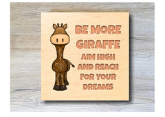 MAPLE WOOD Giraffe Square Sign: Bespoke Personalised Wall Plaque