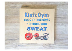 MAPLE WOOD Gym Square Sign: Bespoke Personalised Wall Plaque