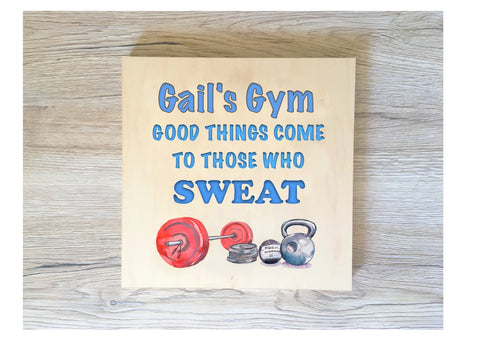MAPLE WOOD Gym Square Sign: Bespoke Personalised Wall Plaque