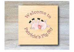 MAPLE WOOD Pig Sty Square Sign: Bespoke Personalised Wall Plaque