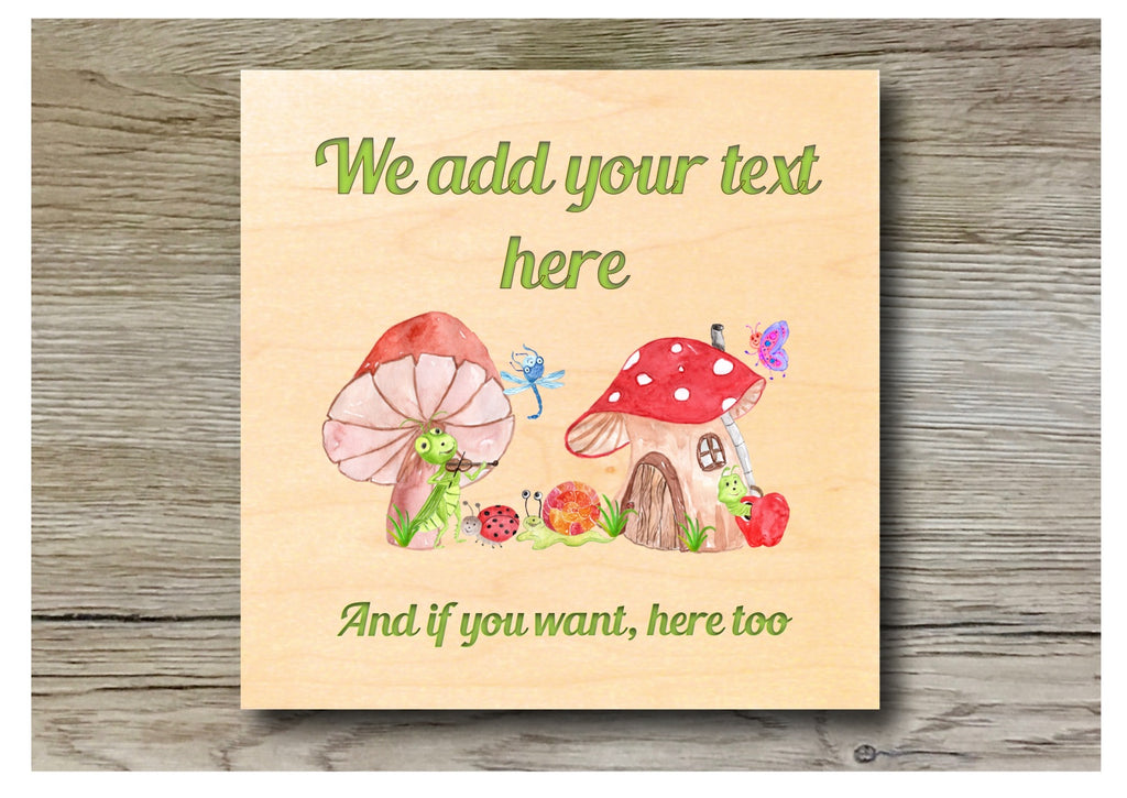 BUG Toadstool House Door Sign: Personalised Maple Wood Wall Bespoke ...