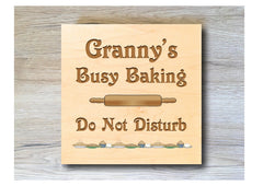 Busy Baking personalised hanging rustic maple wood sign at Honeymellow