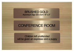 Brushed gold blank sign to personalise.  Add your own text to customise at Honeymellow