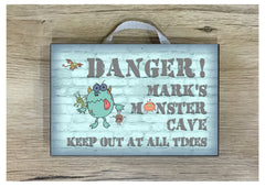 Monster Bedroom Door Sign with Personalised Option