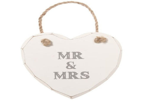 Mr & Mrs Hanging Heart Sign