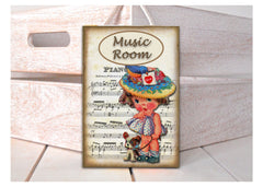 Music Room Vintage Rustic Wood Door Sign: Buy online only at www.honeymellow.com
