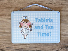 Nurse Sleeping Hanging Metal of Wood Sign: Add Own Text to Personalise