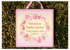 Add text to Pink Petal sign in wood or metal.  Handmade at www.honeymellow.com