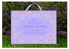 Rainbow Roses Cottage Chic Coloured Wood Signs: Add Own Text