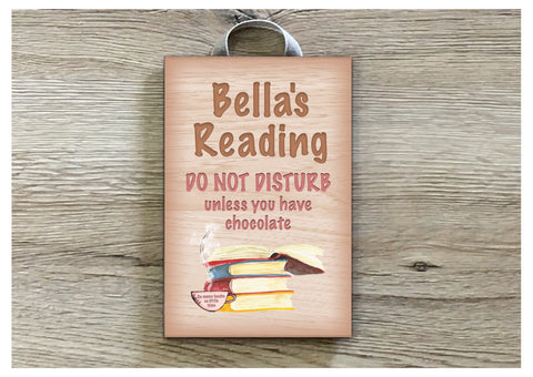 Busy Reading Door Sign: Custom-Made Personalised Wood or Metal Plaque