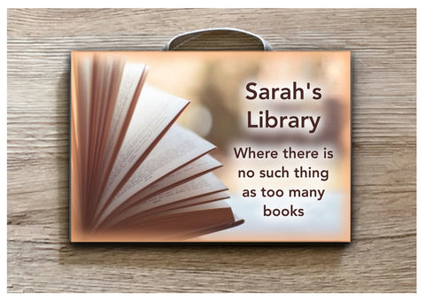 Reading Book Sign: Add Text to Custom-Made Personalised Wood or Metal Plaque