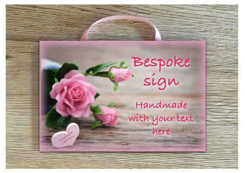 Add Your Own Text to our Rose Heart Blank Sign in Wood or Metal
