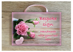 Add Your Own Text to our Rose Heart Blank Sign in Wood or Metal at www.honeymellow.com