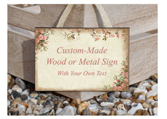 Rustic Roses Shabby Chic Custom- Made Wooden Vintage Sign at Honeymellow