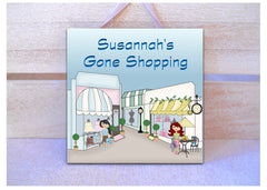 GONE SHOPPING SQUARE SIGN PERSONALISED AT HONEYMELLOW