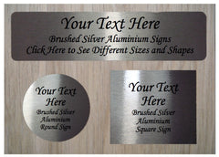 Blank signs to personalise.  Add your text to metal brushed gold, silver or white plaques at www.honeymellow.com