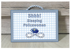 Shh! Policeman Sleeping & Personalised Option Custom Made Sign at www.honeymellow.com