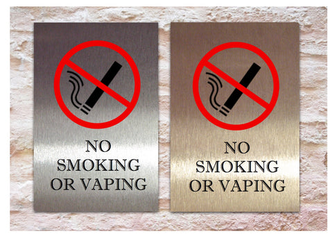 No Smoking / Vaping Metal Wall Signs for Pub Office Shop Cafe Hotel + Own Text