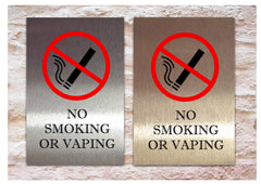 No Smoking or Vaping Signs in Gold Silver or White Metal Custom-Made at www.honeymellow.com
