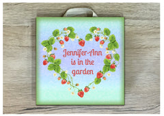 Add Your Own Text to Strawberry Vine Heart Sign in Wood or Metal