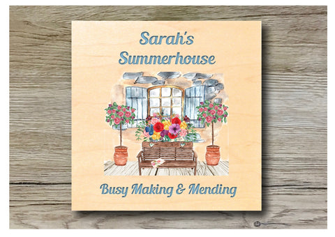 MAPLE WOOD Summer Scene Sign: Bespoke Personalised Wall Plaque