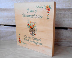 Summerhouse personalised hanging rustic maple wood sign at www.honeymellow.com