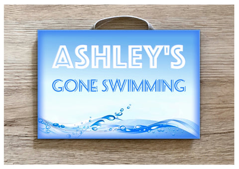 Gone Swimming Hanging Sign - Wave Design