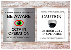 Personalised CCTV Surveilance Sign in Metal.  custom made at www.honeymellow.com