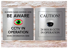 Personalised CCTV Surveilance Sign in Metal.  custom made at www.honeymellow.com