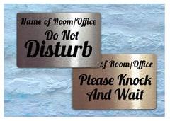 Do Not Disturb / Please Knock Reversible Personalised Hanging Metal Signs for Shops, Restaurants, Business at www.honeymellow.com