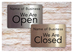 Open and Closed Reversible Personalised Hanging Metal Signs for Shops, Restaurants, Business at www.honeymellow.com