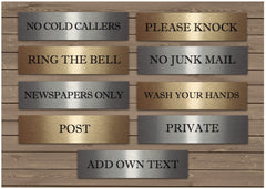 No Junk Mail Cold Callers Please Knock Ring Bell + Add Own Text Metal Vital Signs from www.honeymellow.com