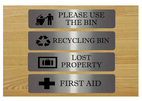 Vital Signs: Lost Property, First Aid and Use the Bins Silver Signs