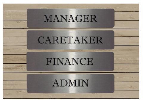 Vital Signs: Manager, Caretaker, Finance, Admin Office Silver Signs
