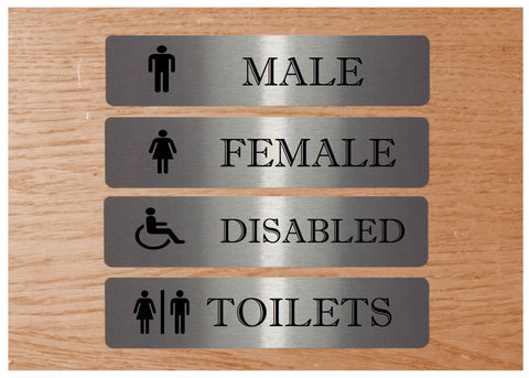 Vital Signs: Male, Female, Disabled Toilet Silver Signs