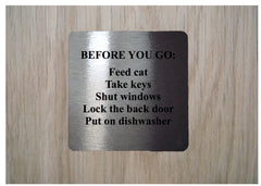 Before you go brushed silver personalised sign: Buy at Honeymellow