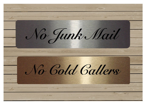 Silver or Gold Elegant Metal Vital Signs: No Cold Callers No Junk Mail