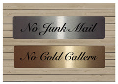 No Junk Mail or No Cold Callers Metal Aluminium Signs at Honeymellow